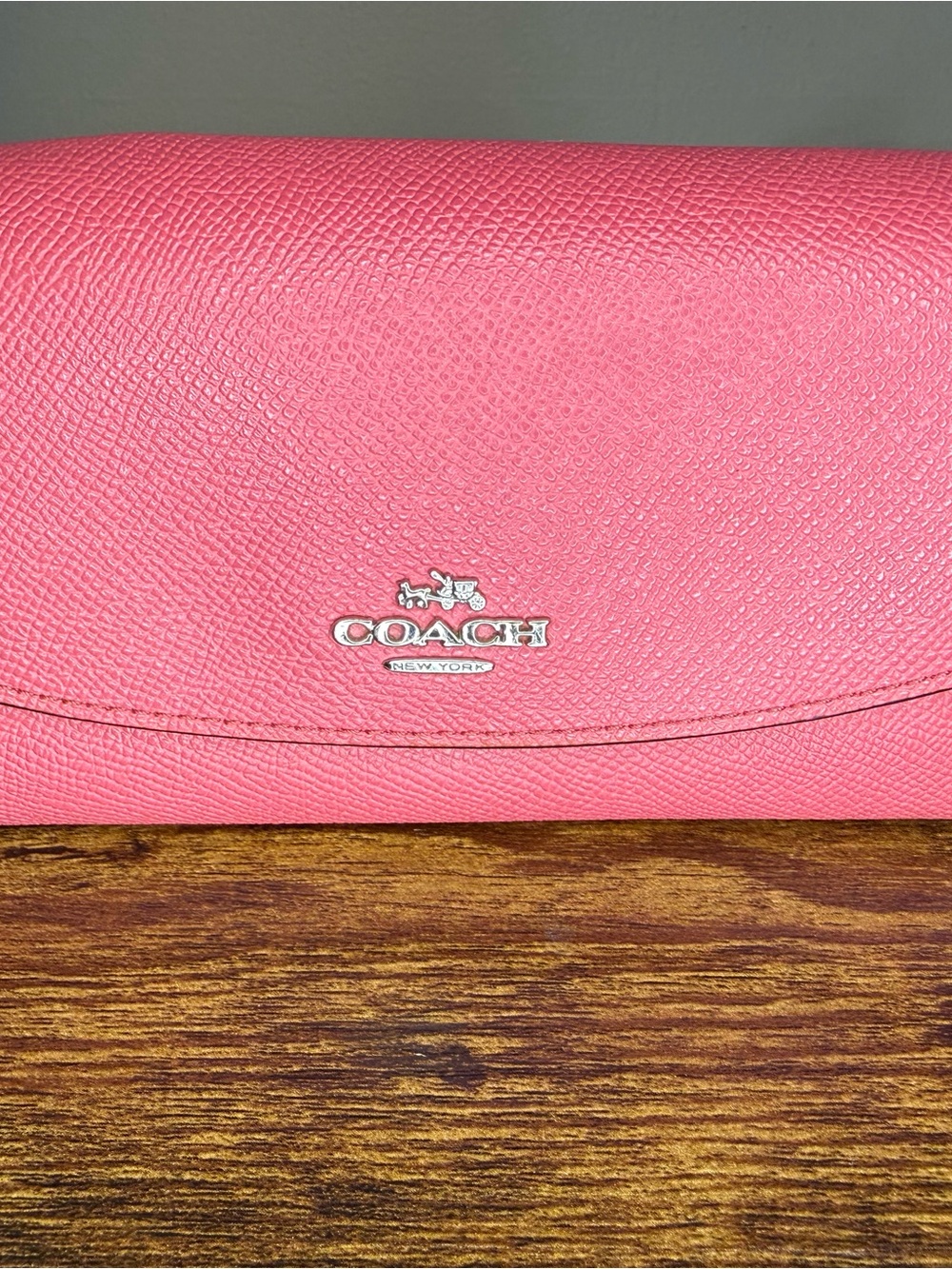 Coach Pink Leather Wallet Silver Logo